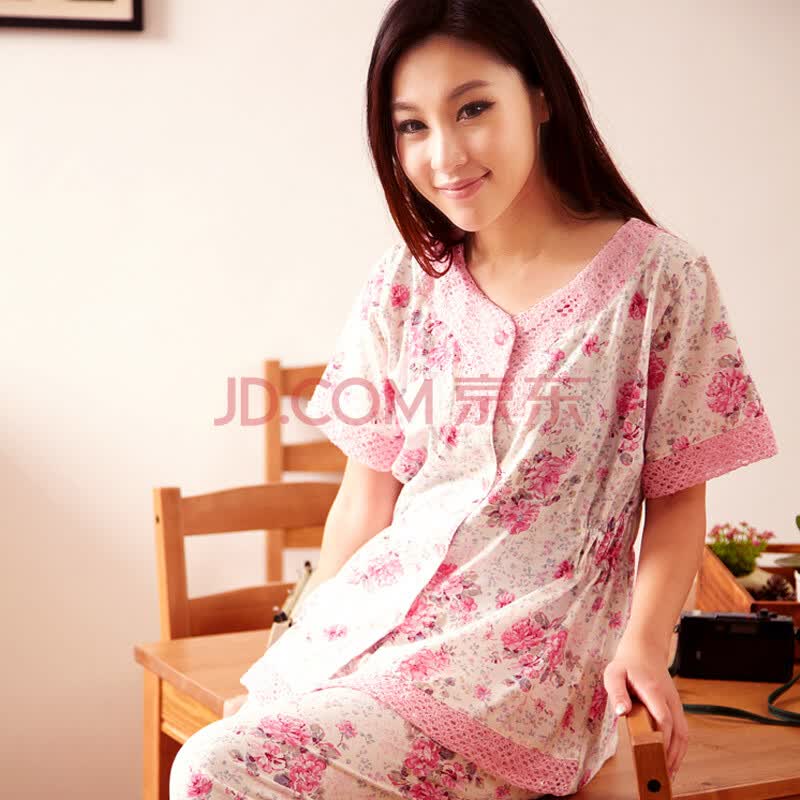 雪俐shirley 夏季新品女士短袖针织<em>棉睡衣家居</em>服