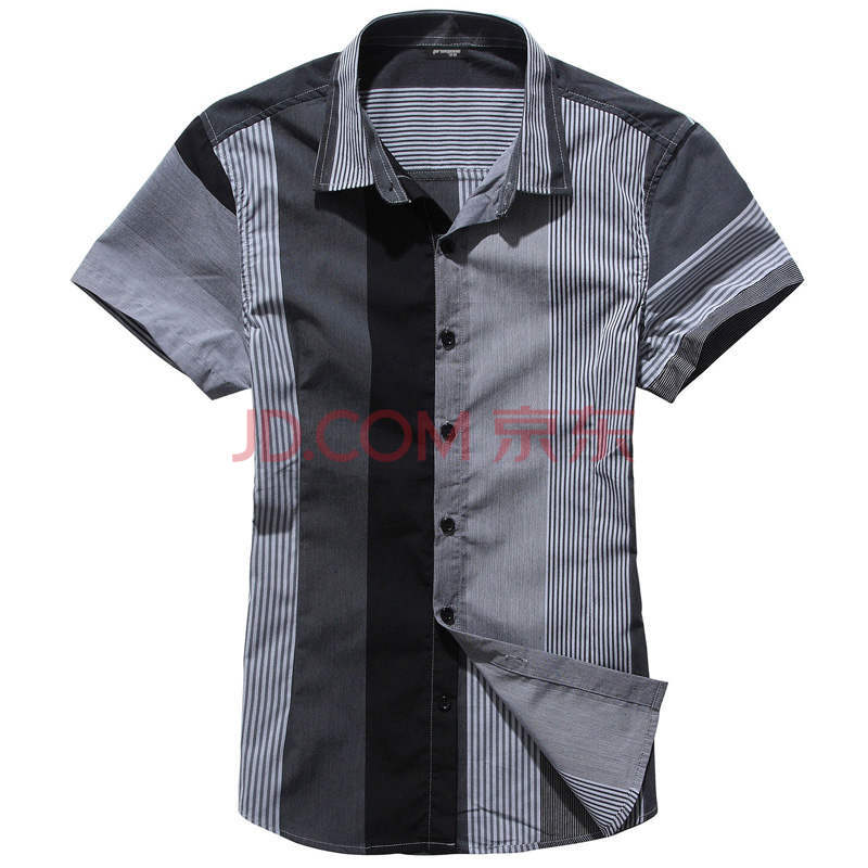 缤慕热卖男士商务休闲短袖衬衫 7971黑色 S图