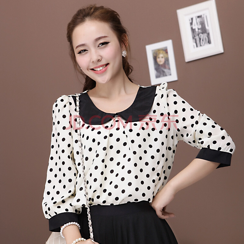 <em>韩都衣舍</em> 韩国2012夏装新款<em>女衬衫</em>圆点宽松圆