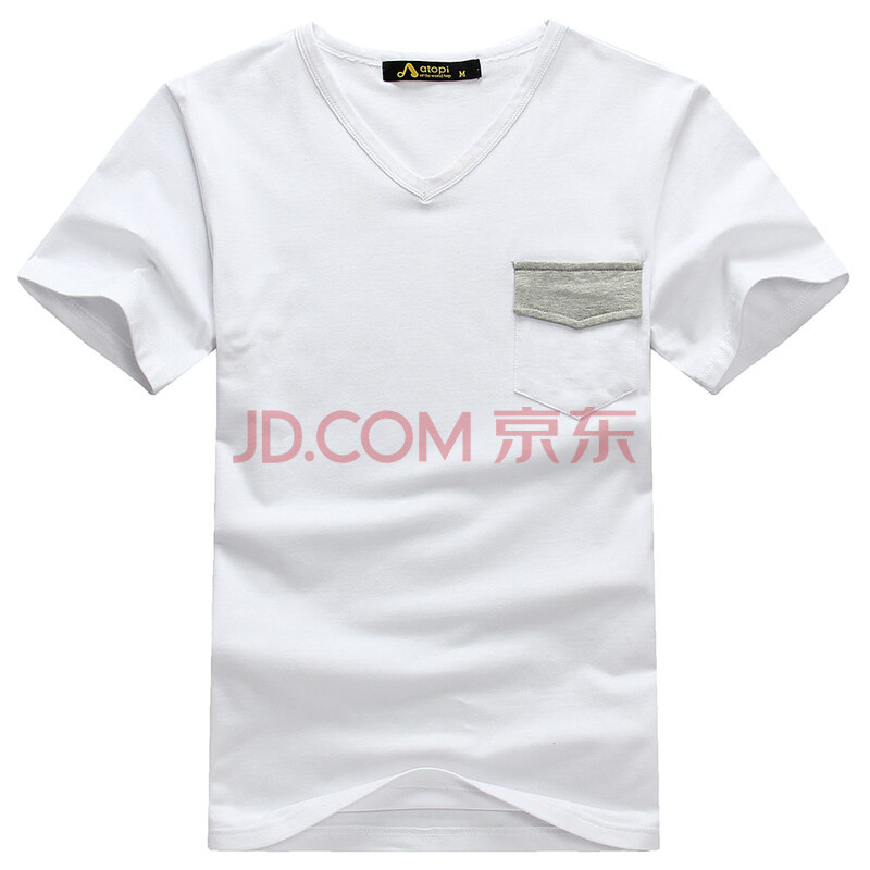 欧榜ATOPI 2012新款男士撞色袋盖V领短袖T恤