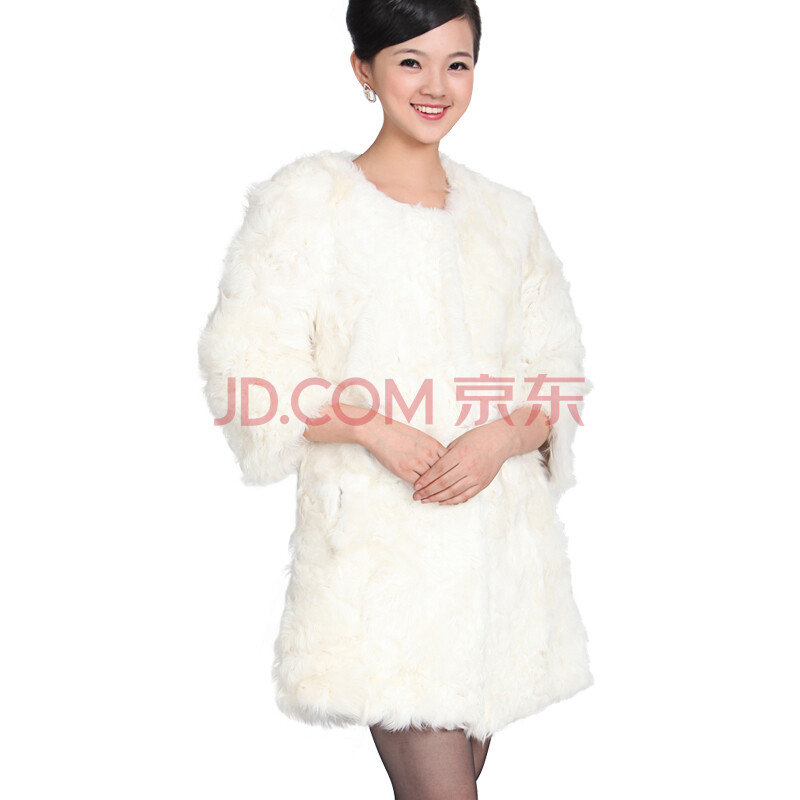 德若 Dr 羊羔毛<em>女皮草外套中长款</em>七分袖皮草 F