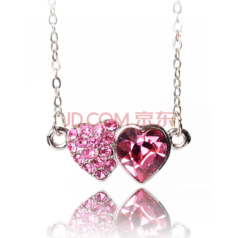 KSEF 凯丝芙 晶钻甜美 双心 水晶项链 女性饰品