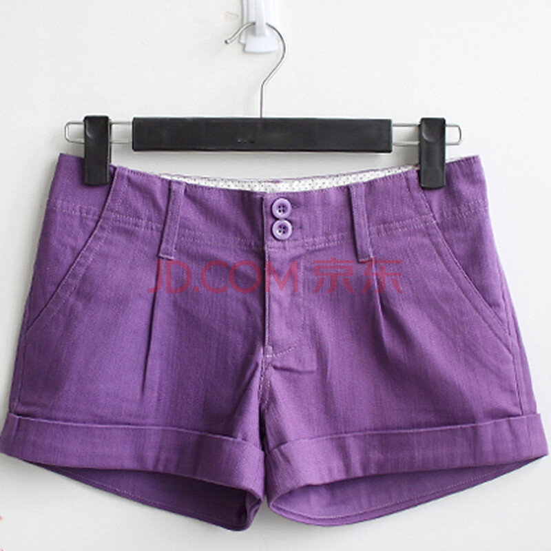 春夏新款韩版全棉插袋中低腰热裤糖果色<em>短裤</em> 