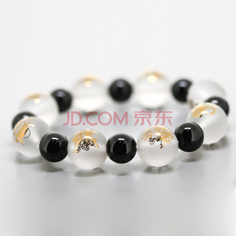 妖金 八宝吉祥 天然白水晶<em>手链</em> <em>女士手链</em> 复古饰