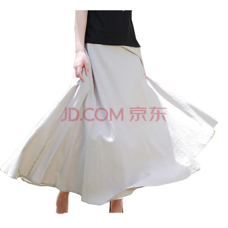 蝶恋 <em>夏装</em>新款<em>女装</em> 波西米亚大摆裙亚麻<em>半身长</em>