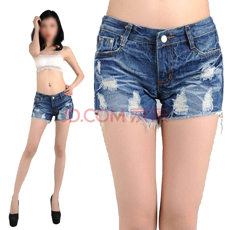 韵奴女裤 夏季新款时尚百搭<em>短裤</em> <em>休闲流行</em> 做旧