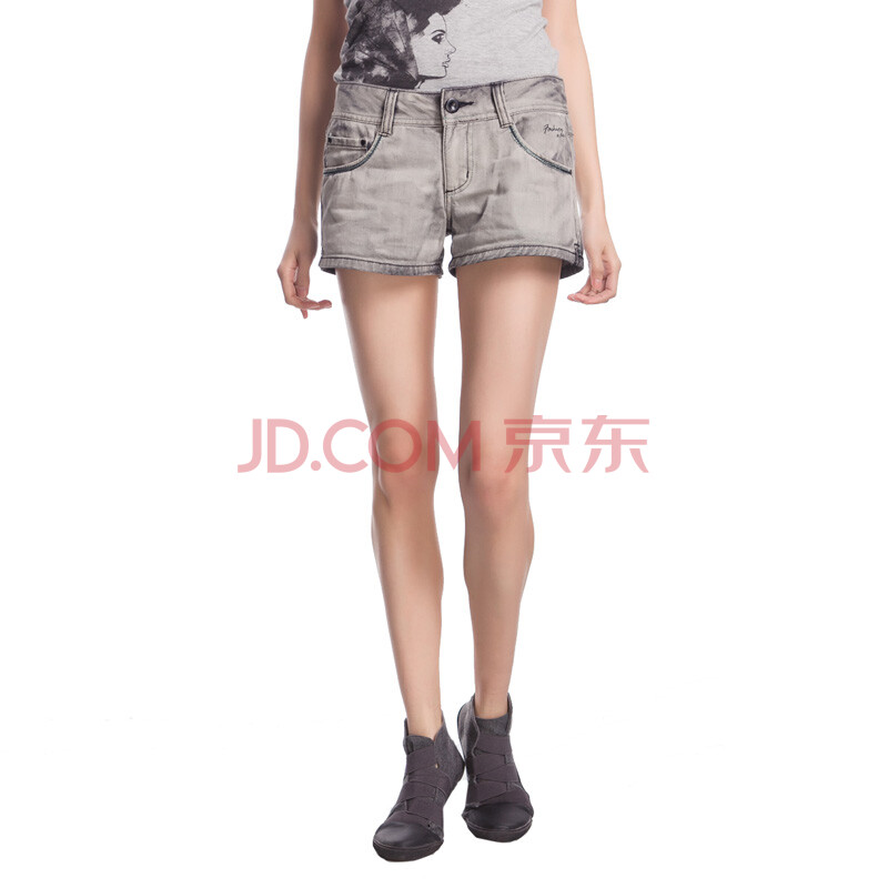 圣迪奥 sdeer <em>女装</em>简约<em>百搭</em>水洗<em>牛仔短裤</em>1280
