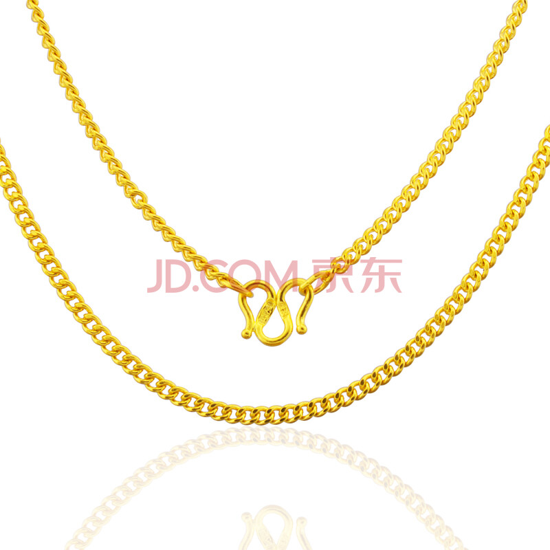 亚一金店 千足金黄金项链经典男士男款 搓平链