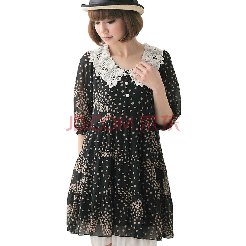 FeelNet大码女装 夏款星星形状雪纺显瘦舒适大