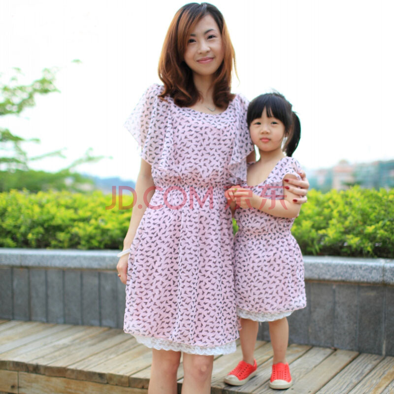 IEEKY爱一起亲子装<em>母</em>女装碎花雪纺连衣裙<em>母女</em>