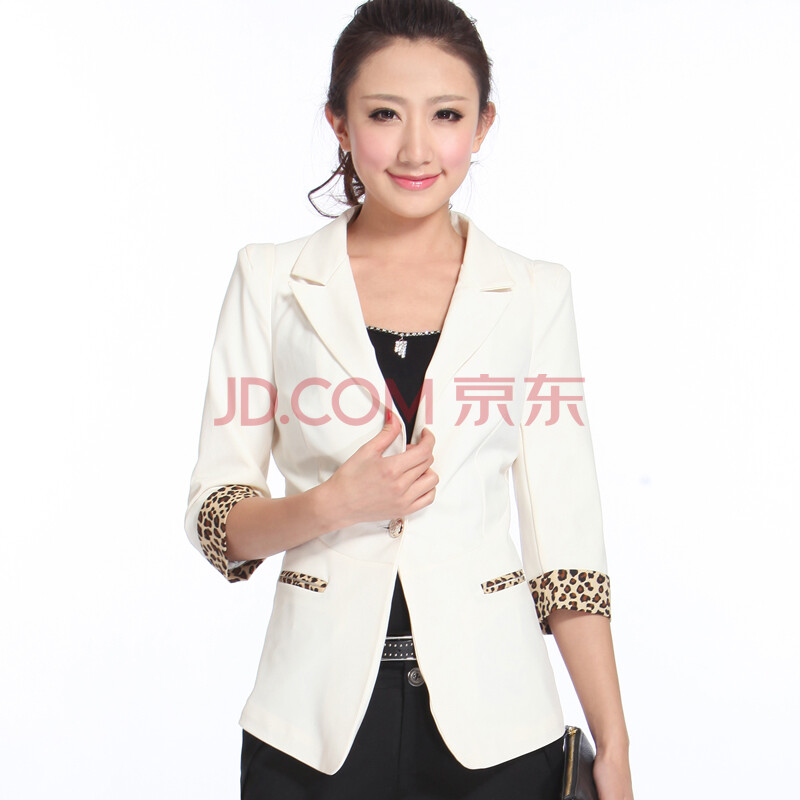 斯黛欧新款夏豹纹韩版修身<em>女士小西装</em>外套12