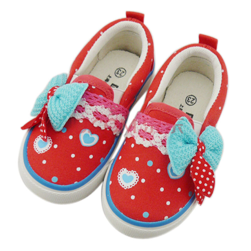上海回力童鞋 蝴蝶结女童帆布鞋7801 大红 24