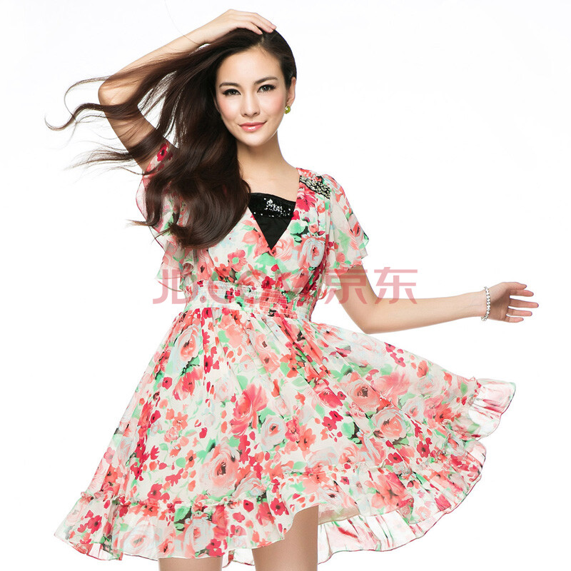 秋水伊人2012夏装新款复古碎花连衣裙11210