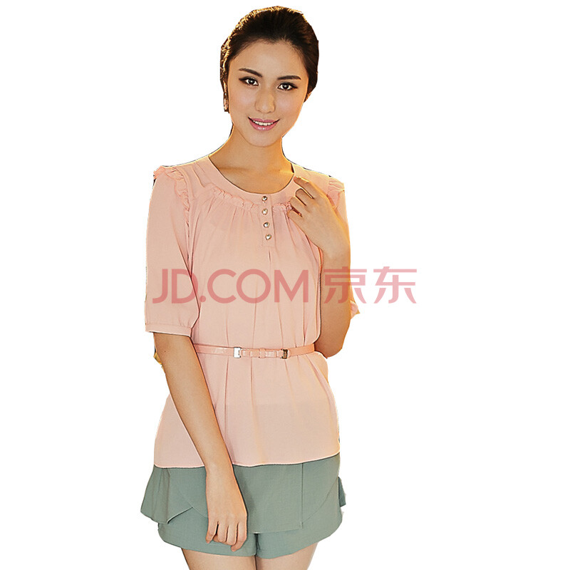 言若 2012新款夏季雪纺上衣韩版雪纺衫女夏中