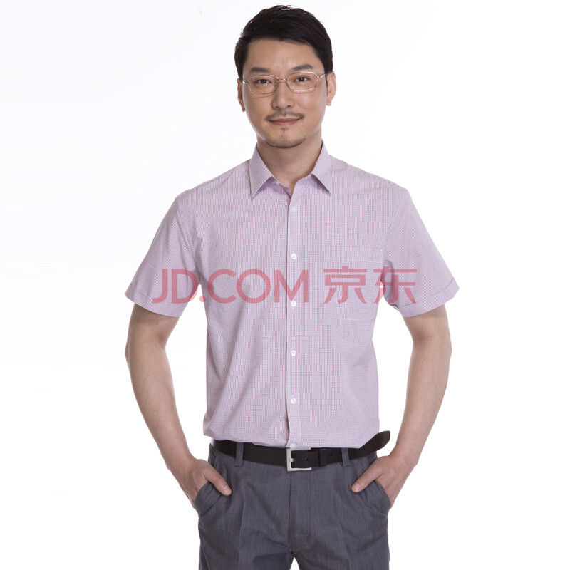 大卫山davehill 中年男士短袖衬衫 格子衬衣 高端