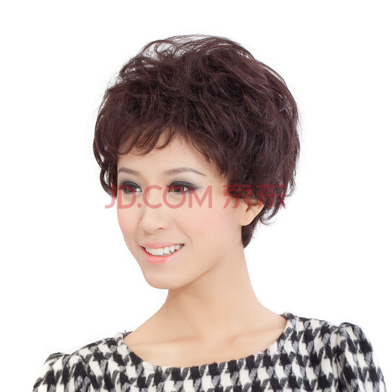 爱莫尔假发C系列】真人发丝 中老年假发短发妈