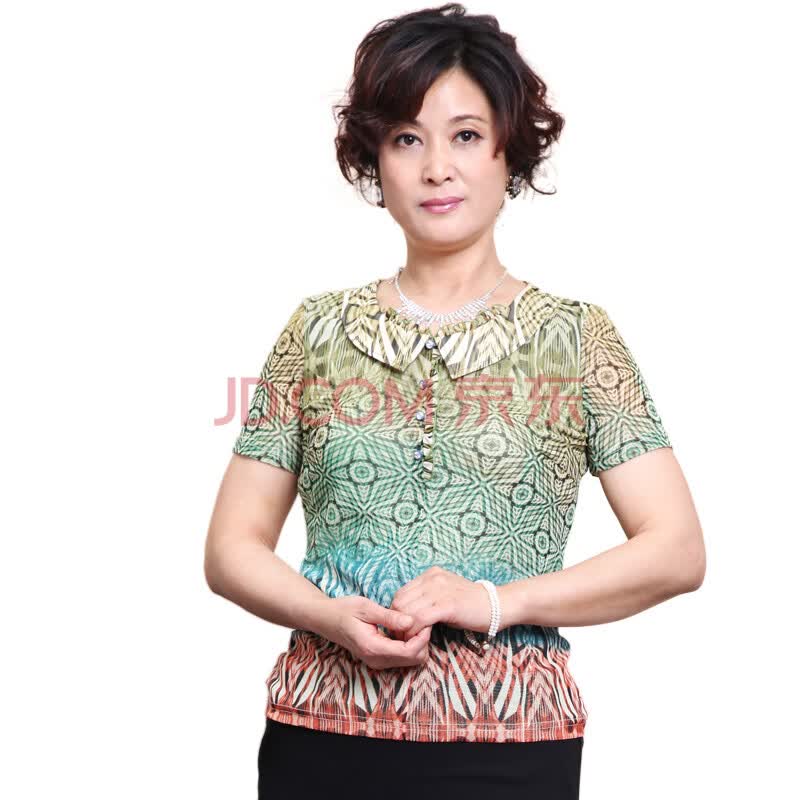 福兆 2012新款 夏日渐变碎花<em>上衣</em> <em>中年女性</em>装 