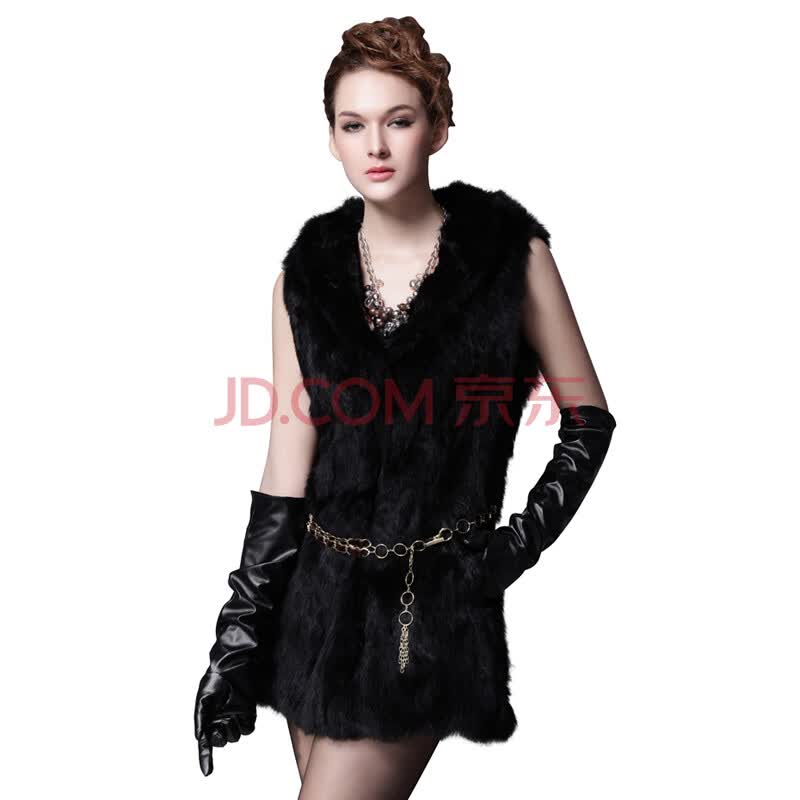 德若 Dr 皮草外套<em>兔毛</em>背心<em>马甲</em>带帽<em>女装</em>海宁皮