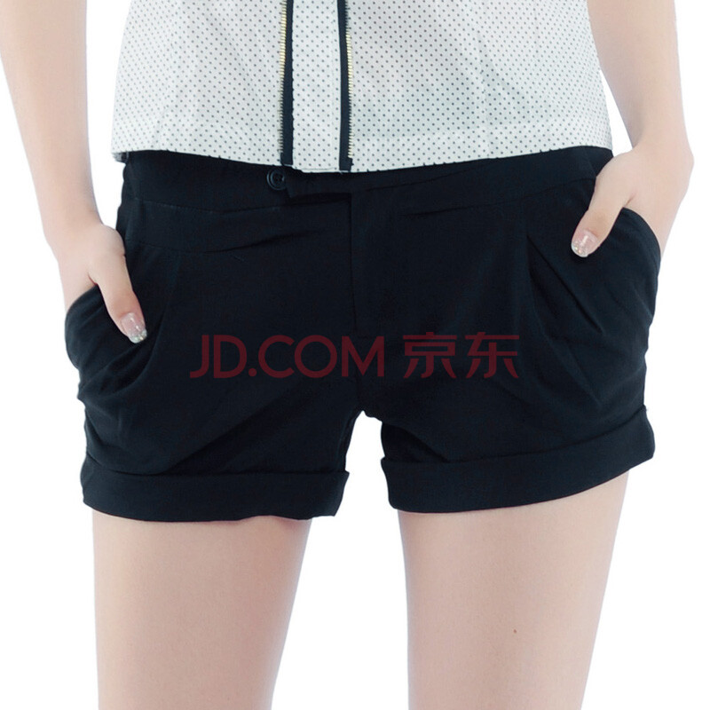 傲丝度 ISAYIDO <em>2012夏装女式</em>黑色百搭 翻边裤