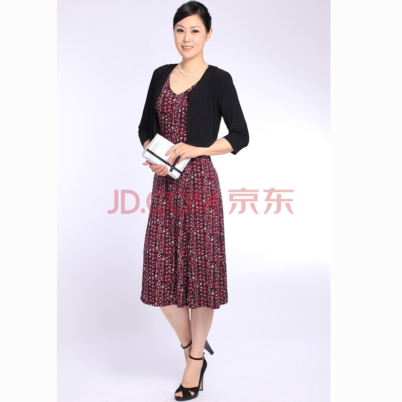 Nadine 2012 中老年妈妈夏季无袖V领<em>连衣裙</em> 中