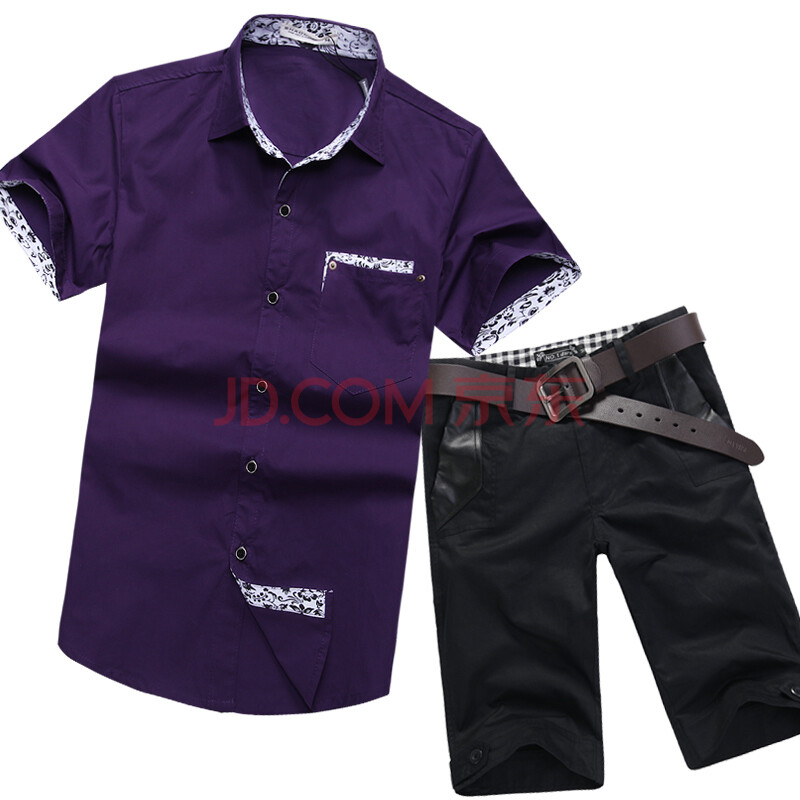 no1dara 男装超值组合:短袖衬衫<em>搭配休闲短裤</em>