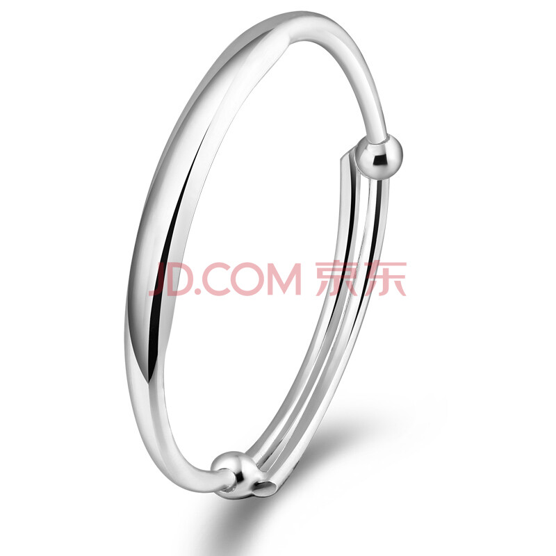 银斯妮 女性手镯纯银 光面圆枝 推拉口 999千足