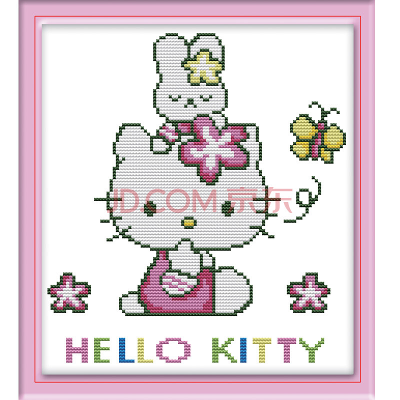 菲绣绣艺 十字绣套件 卡通系列 小可爱 hello kitty kt-6369 白布画格