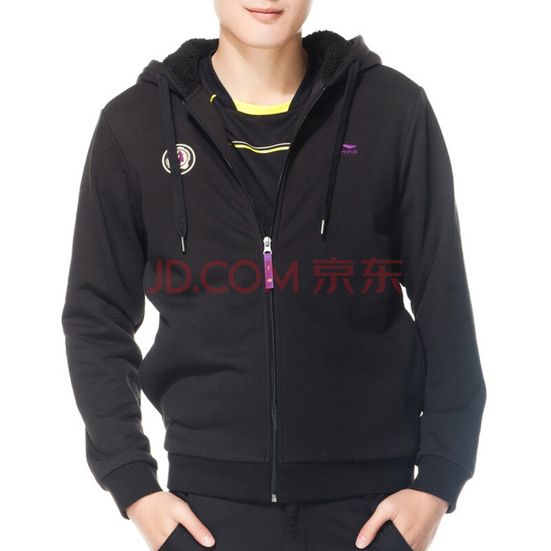 李宁篮球系列男子<em>开衫连帽</em>卫衣AWDF781-2 黑