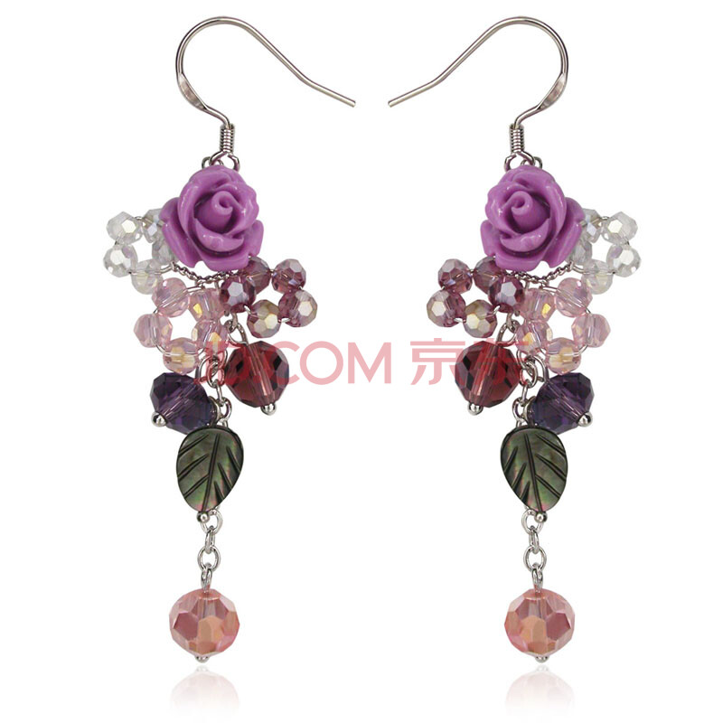 麦琪采用施华洛世奇元素水晶紫藤萝<em>纯银耳环</em>图