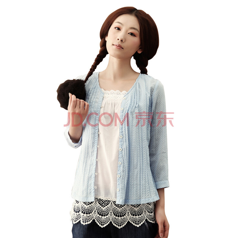 INMAN<em>茵曼</em>2012夏装新款蕾丝<em>衬衣</em>女V领<em>开衫</em>衬