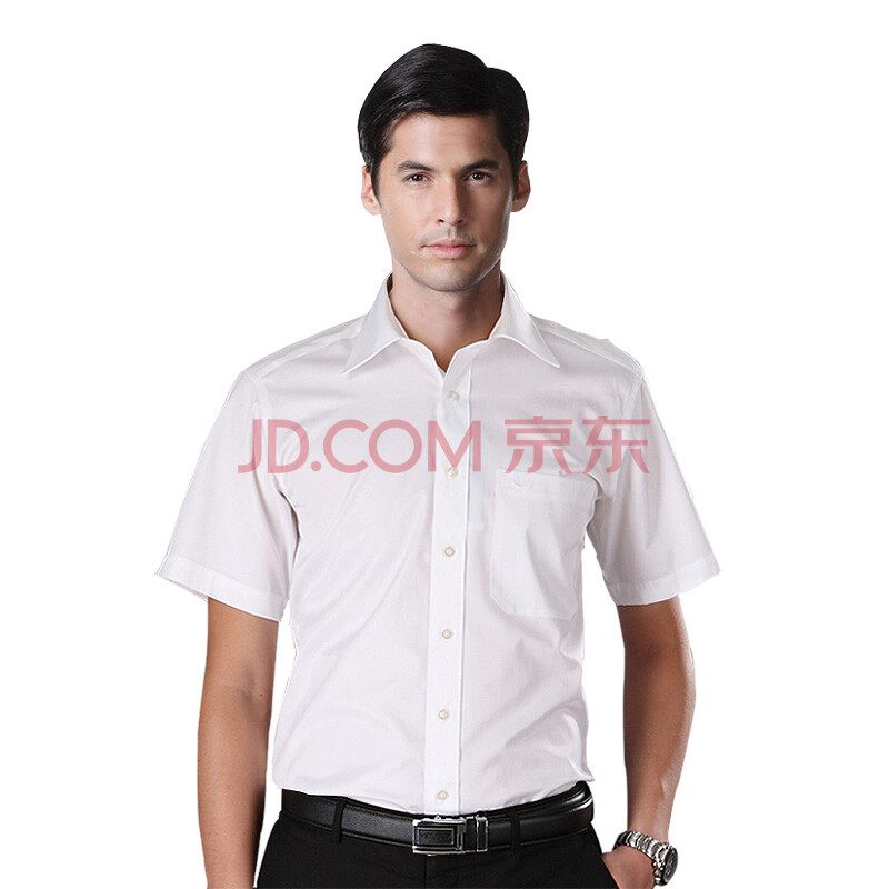 富绅Virtue 男士短袖衬衫 商务职业斜纹衬衣涤