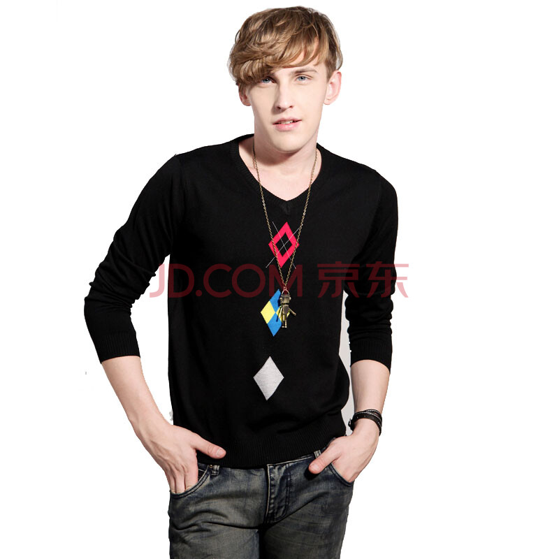 凡购 2012新款 <em>男士</em> V领 <em>毛衣</em> <em>休闲</em>菱形<em>图案毛</em>