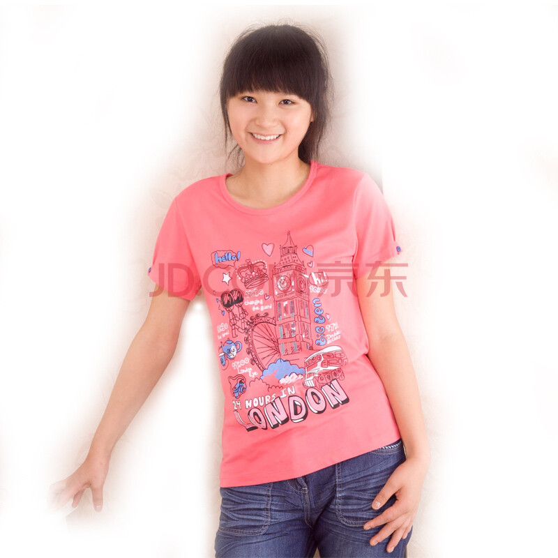 <em>棵棵树少年装 女</em>大童夏装21122016圆领T恤 胭