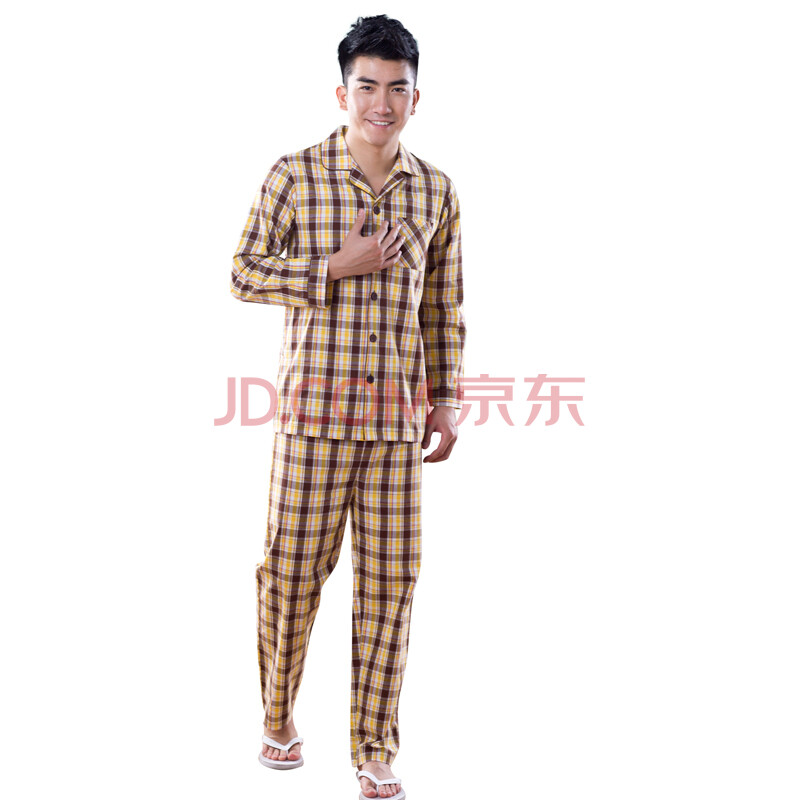 【朗绪】 <em>男睡衣春</em>秋季<em>长袖</em>夏季短袖格子品牌