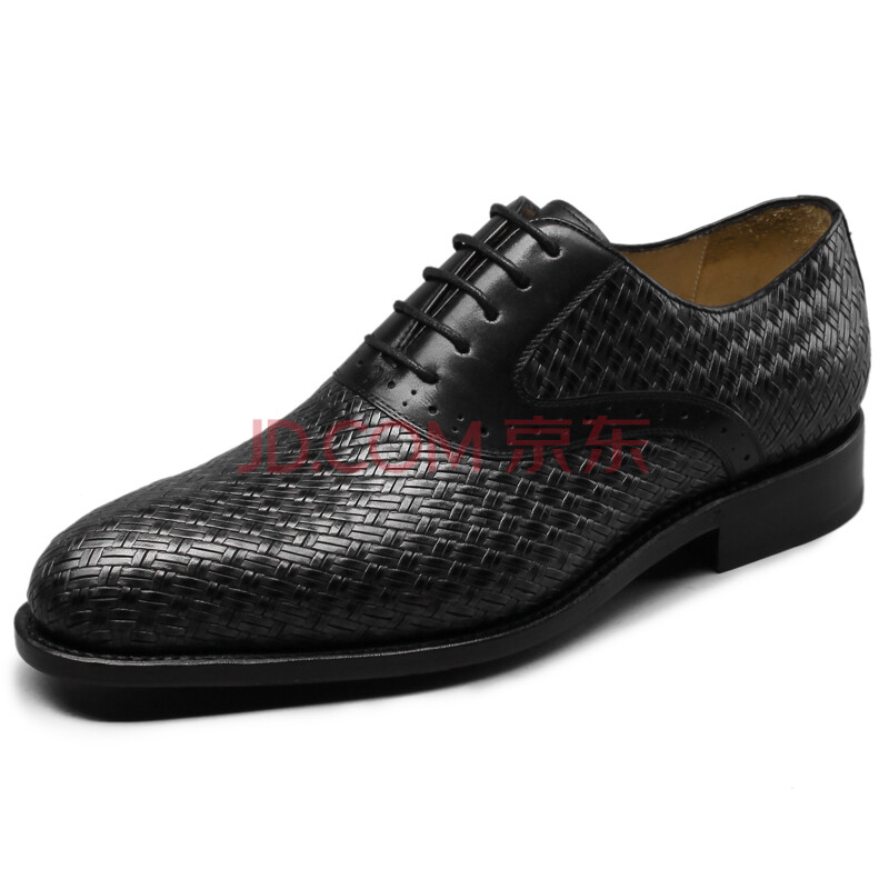 Aokang\/奥康 固特异手工订制鞋 编织加法国粒面牛皮 布洛克鞋123911002 003 黑色213210002 39图片