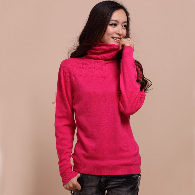 吉梅 新款女士堆<em>领羊绒</em>衫孔雀衫<em>女</em>套头打底衫