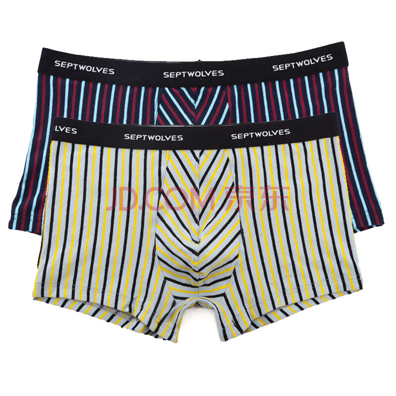 <em>七匹狼</em>男士平角<em>内裤</em> 舒适弹力棉 排汗透气 条纹