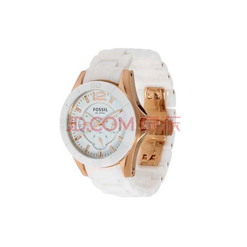 化石 <em>Fossil</em> 白色<em>陶瓷</em>复古三眼防水时尚<em>女表</em> C
