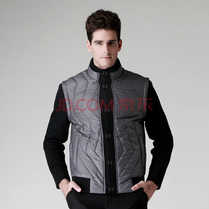 圣得西 <em>男装</em>冬款 假<em>马甲</em>式立领拼接<em>棉袄</em>92097