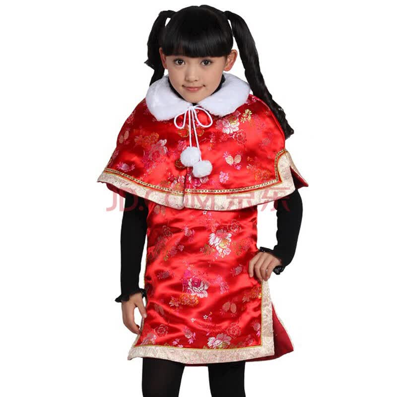 儿童套装儿童旗袍套装<em>女童</em>唐装<em>冬装</em>旗袍裙加披