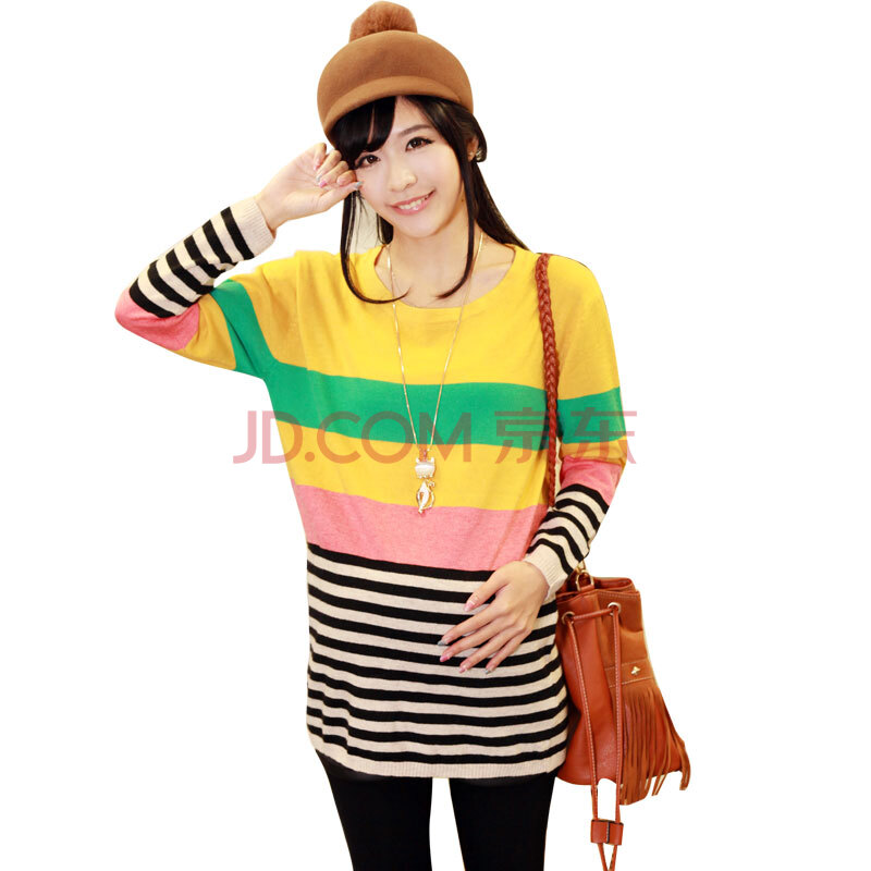 爱心百分百 2012<em>秋冬</em>新款<em>孕妇</em>时尚彩条<em>毛衣打</em>