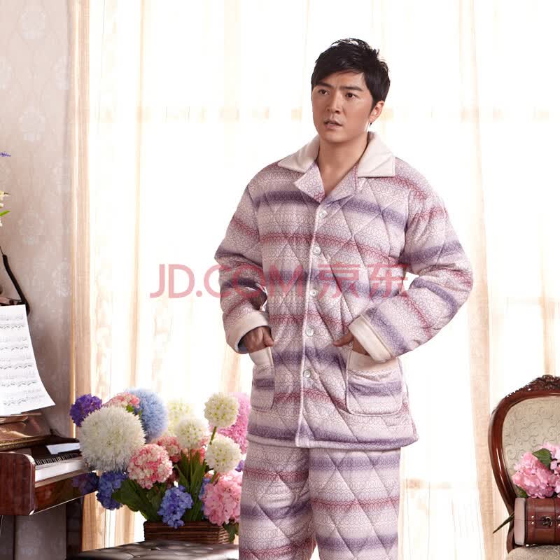 轩靓2012<em>冬季男款</em>珊瑚绒<em>夹棉睡衣</em>超厚保暖法