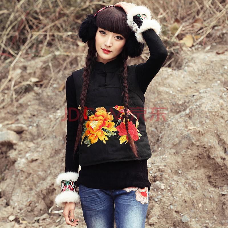 裂帛 秋冬新款 立领中式棉<em>马甲</em> <em>棉服</em> 小<em>棉袄外套</em>