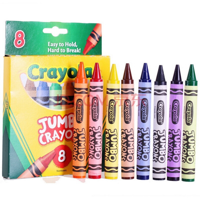 美国绘儿乐 crayola diy儿童文具 绘画工具 8色幼儿专用特大蜡笔 52