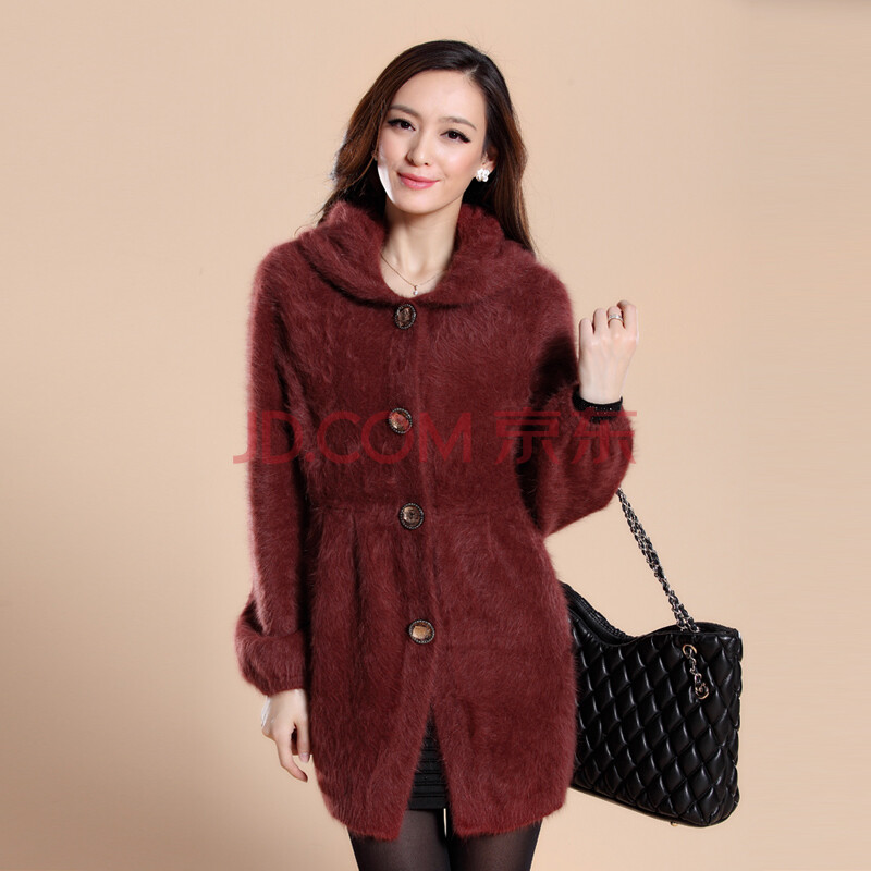 丝柏舍 新款热卖<em>貂绒大衣貂绒</em>中长款加厚<em>开衫</em>
