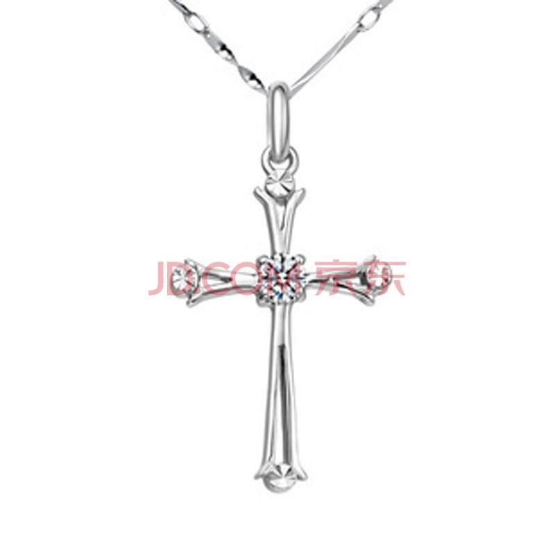 一心一翼 Angel 925纯银镶嵌瑞士钻 十字架吊坠