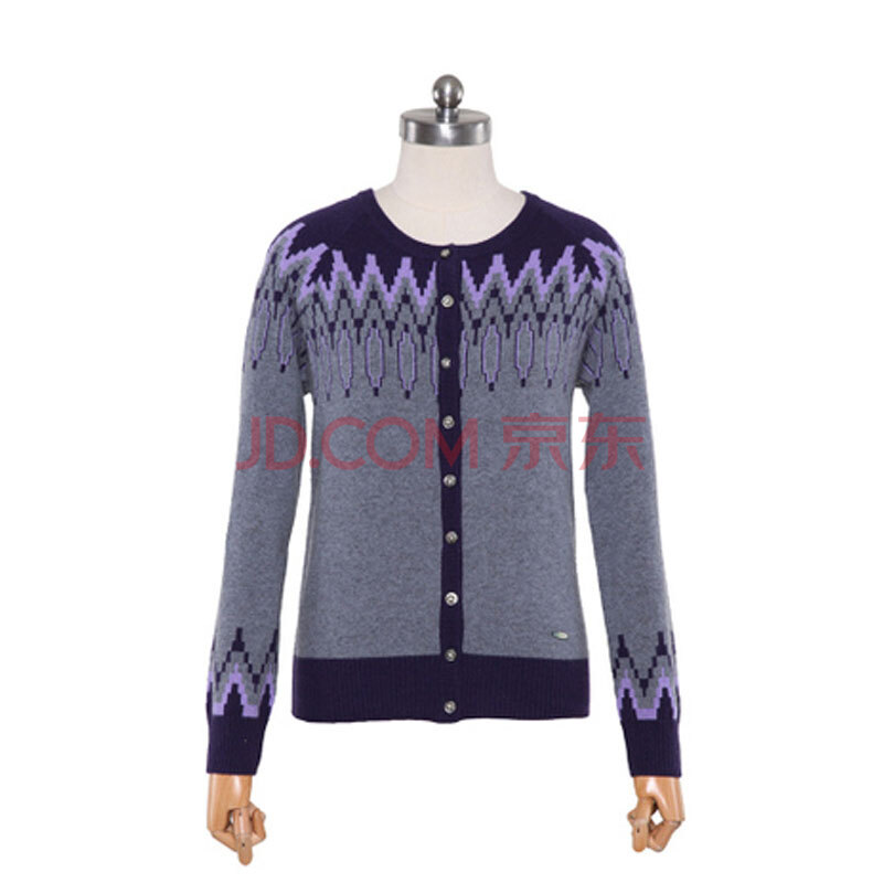 <em>鄂尔多斯羊绒衫</em>圆领提花女<em>开衫</em>EB|8152073 中