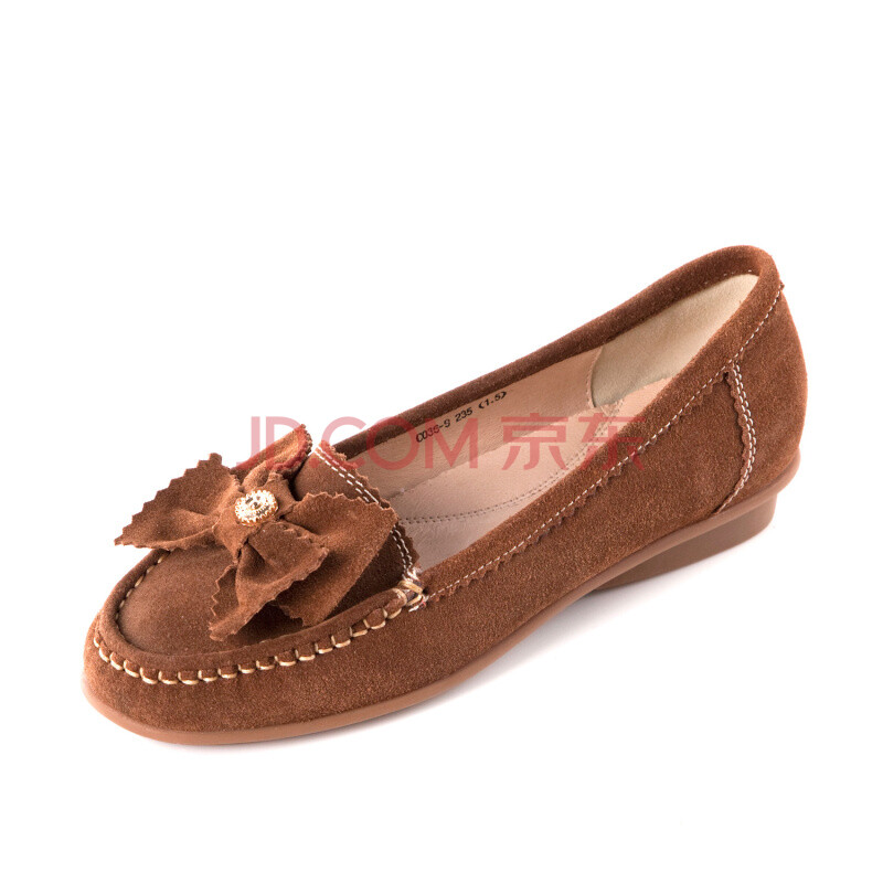 gracegift真皮单鞋蝴蝶结莫卡辛鞋 c036-9 棕色 38