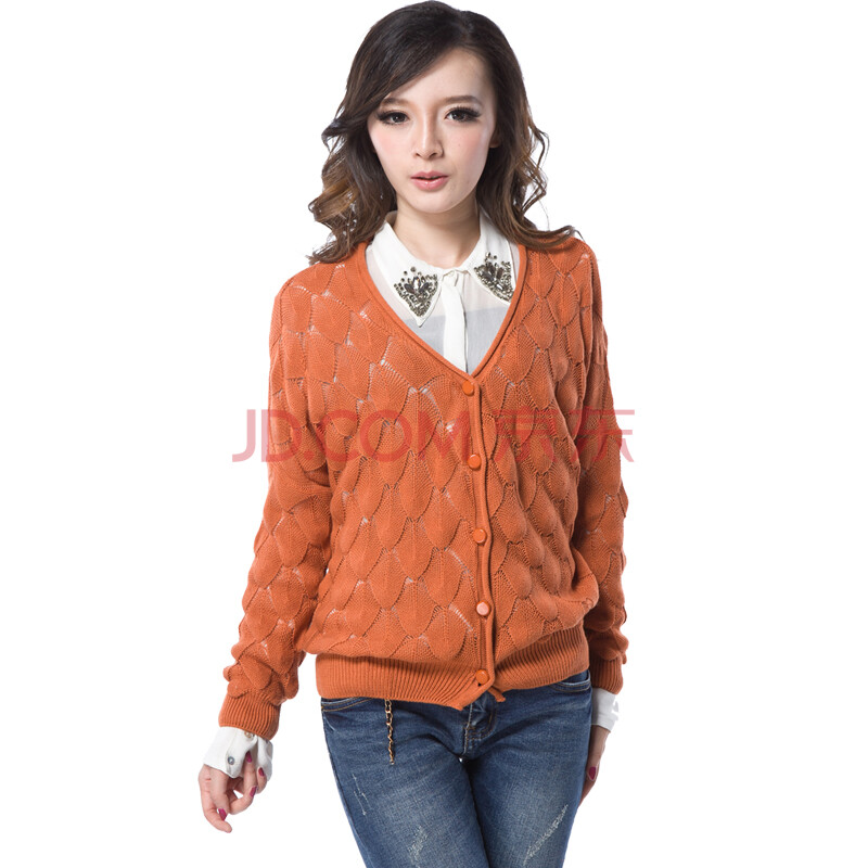 袖镂空针织<em>开衫薄毛衣</em>外套