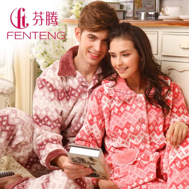 <em>芬腾</em>珊瑚<em>绒睡衣</em> 男士女士情侣款 秋冬新款中厚